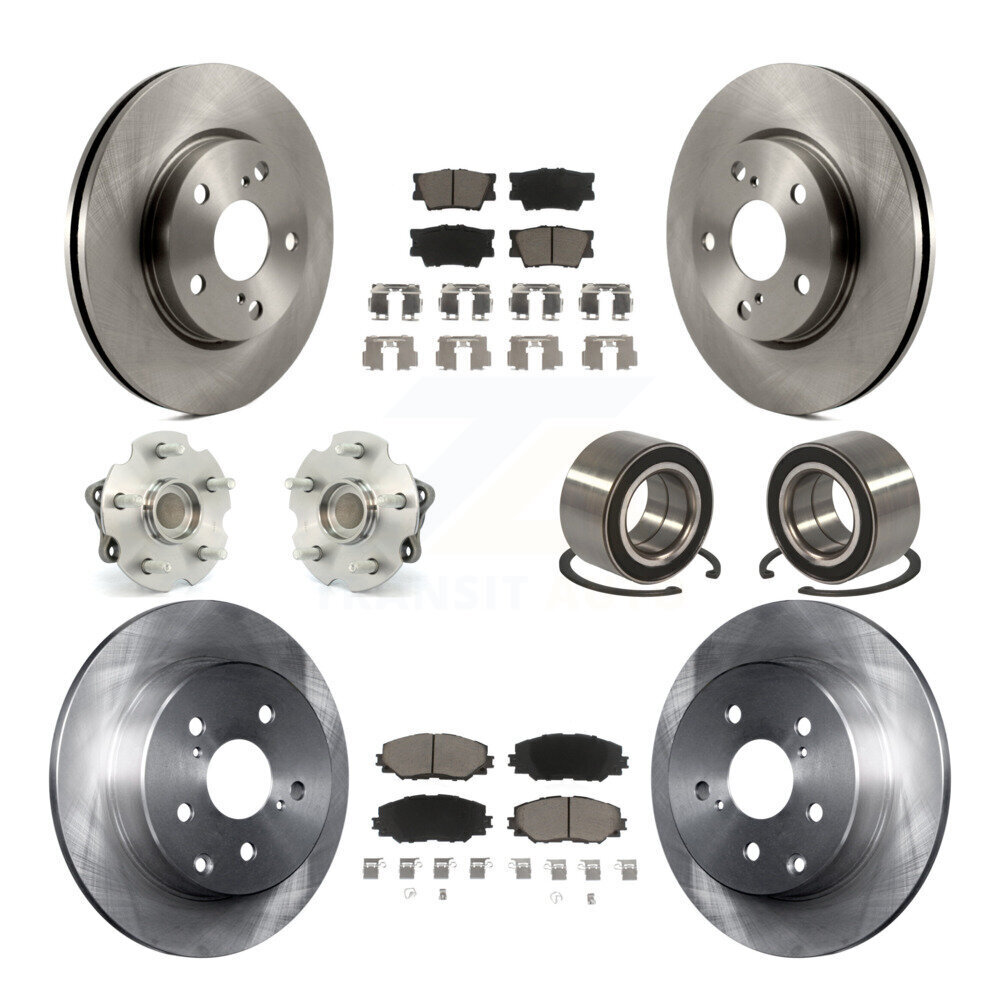 Transit Auto Front Rear Wheel Hub Bearings Assembly Disc Brake Rotors And Ceramic Pads Kit (10Pc) KBB-117195