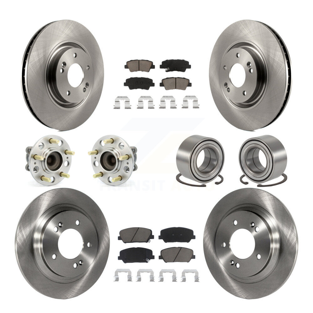 Transit Auto Front Rear Wheel Hub Bearings Assembly Disc Brake Rotors And Ceramic Pads Kit (10Pc) KBB-117224
