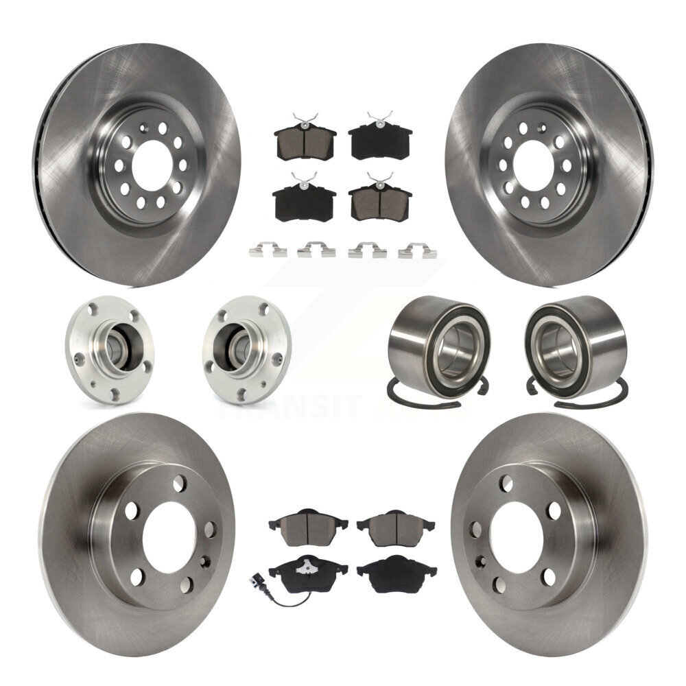 Transit Auto Front Rear Wheel Hub Bearings Assembly Disc Brake Rotors And Ceramic Pads Kit (10Pc) KBB-117305