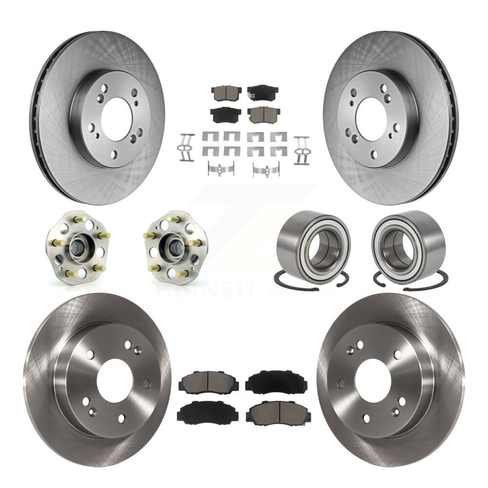 Transit Auto Front Rear Wheel Hub Bearings Assembly Disc Brake Rotors And Ceramic Pads Kit (10Pc) KBB-117343