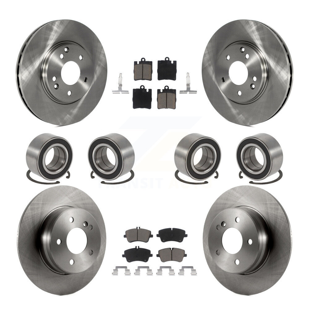 Transit Auto Front Rear Wheel Bearings Disc Brake Rotors And Ceramic Pads Kit (10Pc) KBB-117390