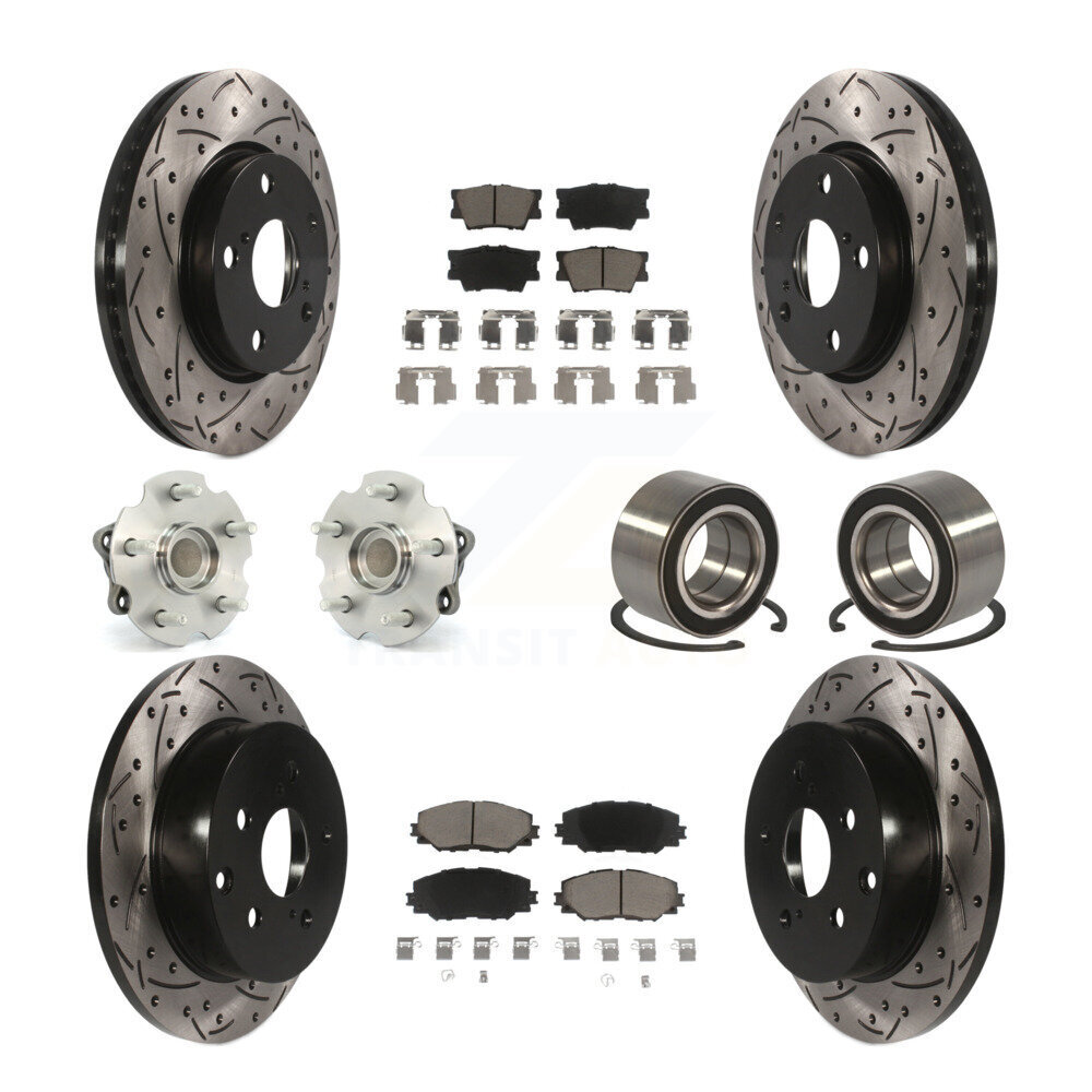 Transit Auto Front Rear Wheel Hub Bearings Assembly Coated Disc Brake Rotors And Ceramic Pads Kit (10Pc) KBB-117610