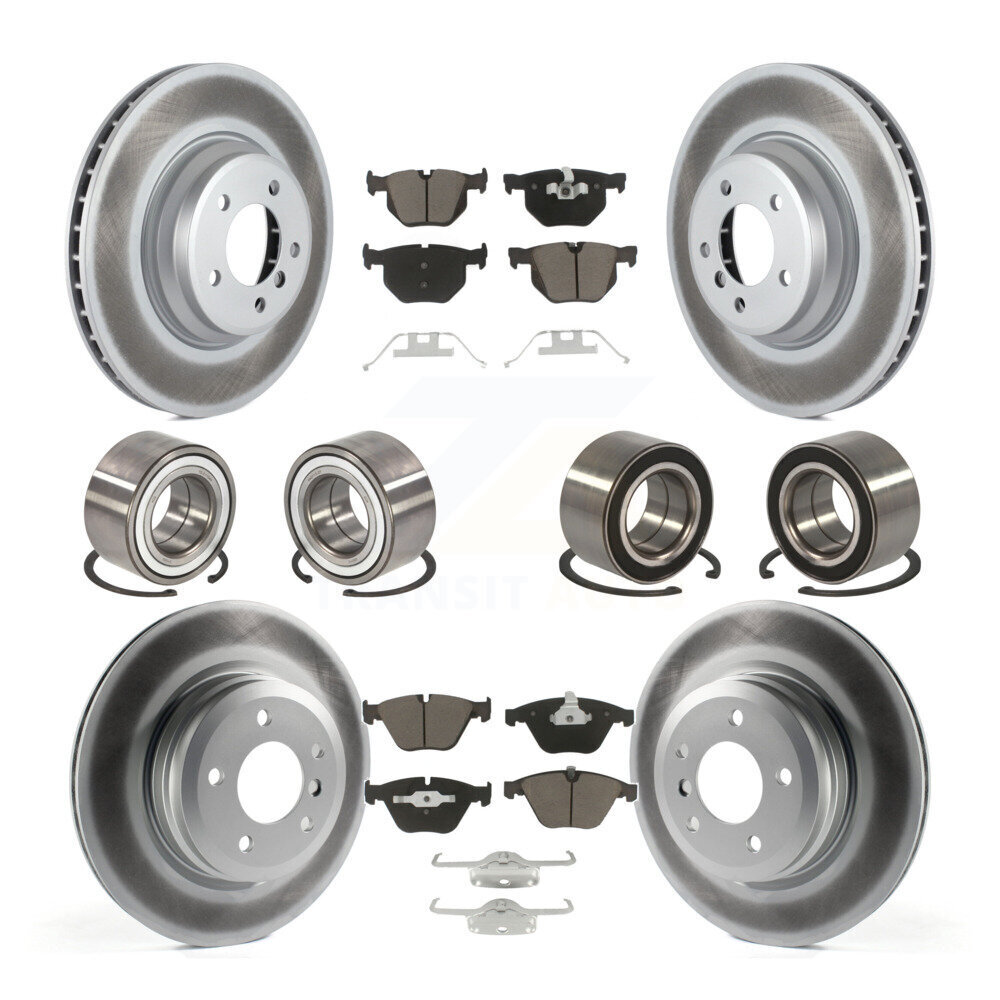 Transit Auto Front Rear Wheel Bearings Coated Disc Brake Rotors And Ceramic Pads Kit (10Pc) KBB-118434
