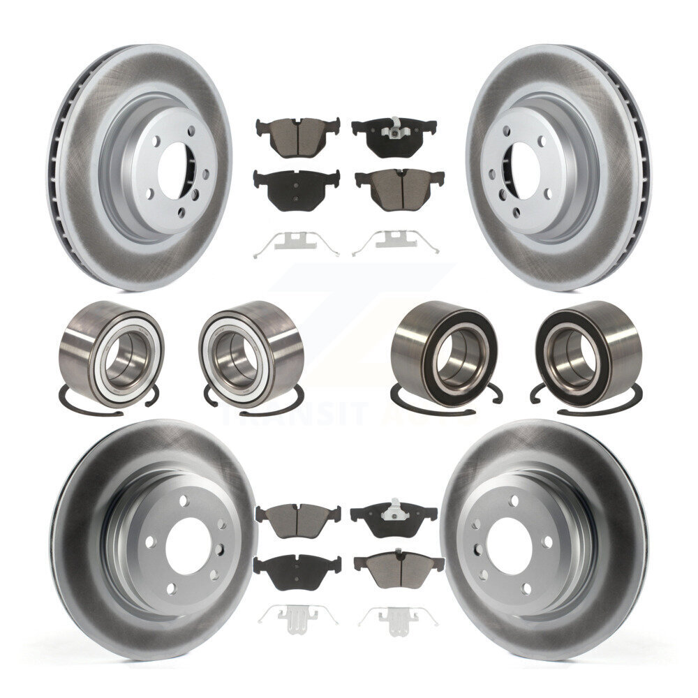 Transit Auto Front Rear Wheel Bearings Coated Disc Brake Rotors And Ceramic Pads Kit (10Pc) KBB-118442