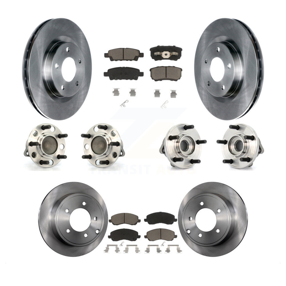 Transit Auto Front Rear Hub Bearings Assembly Disc Brake Rotors And Ceramic Pads Kit (10Pc) KBB-119403