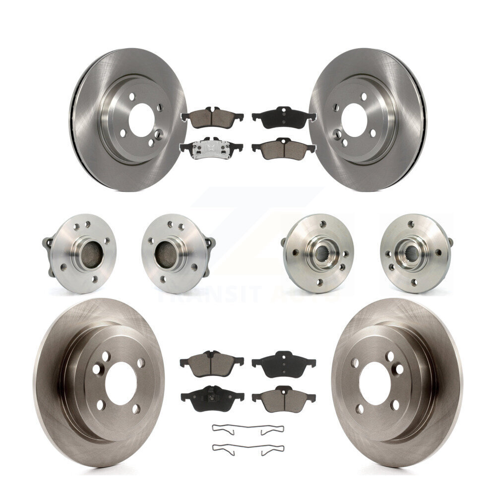 Transit Auto Front Rear Hub Bearings Assembly Disc Brake Rotors And Ceramic Pads Kit (10Pc) KBB-119439