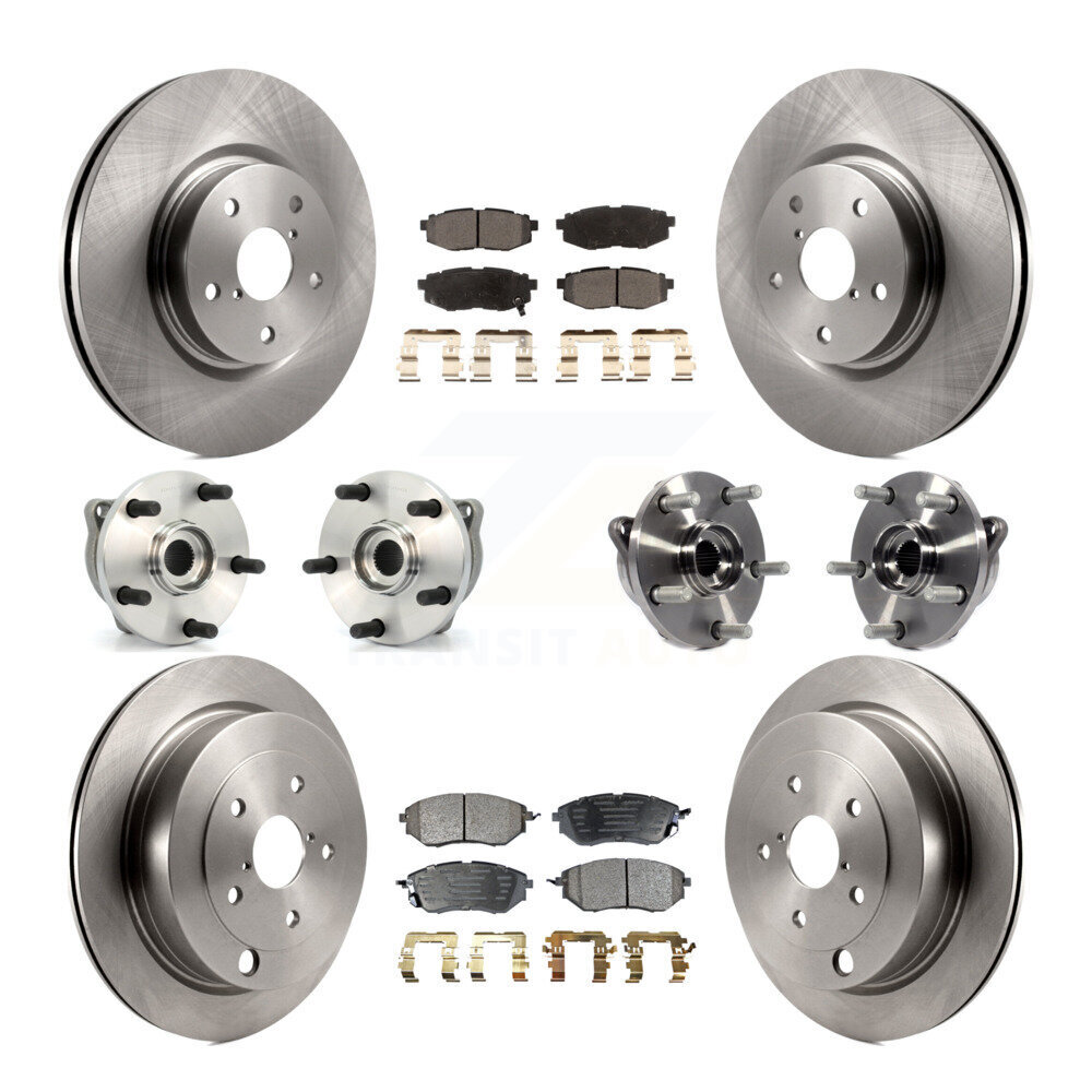Transit Auto Front Rear Hub Bearings Assembly Disc Brake Rotors And Ceramic Pads Kit (10Pc) KBB-125417