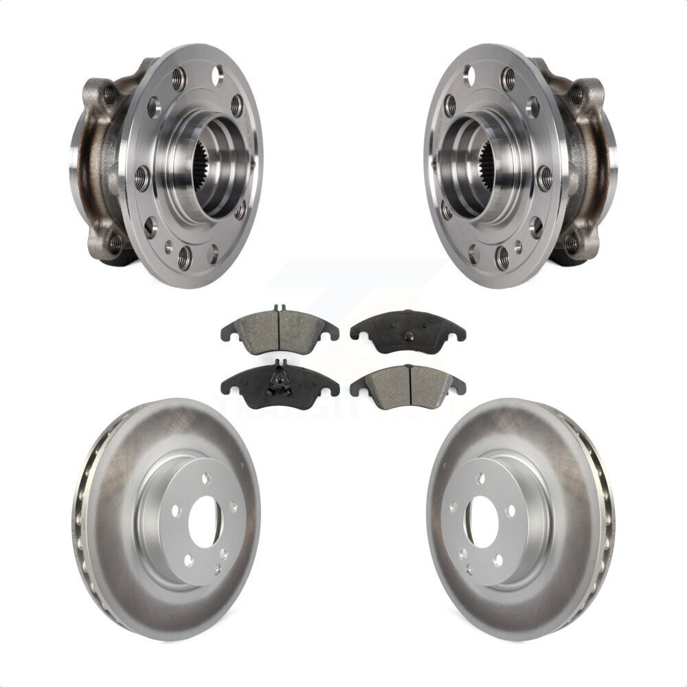 Transit Auto Front Hub Bearing Assembly Coated Disc Brake Rotors And Semi-Metallic Pads Kit KBB-126151