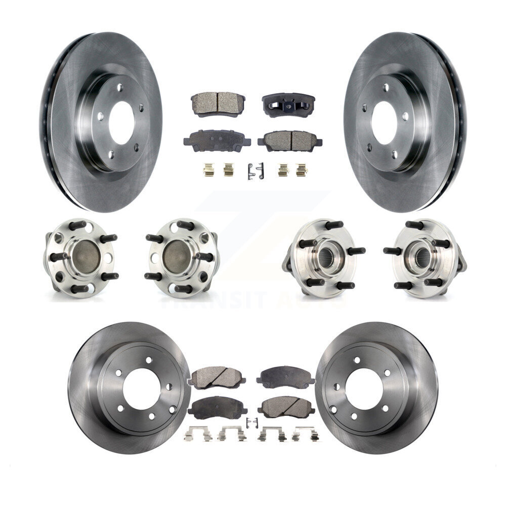 Transit Auto Front Rear Hub Bearings Assembly Disc Brake Rotors And Ceramic Pads Kit (10Pc) KBB-127602