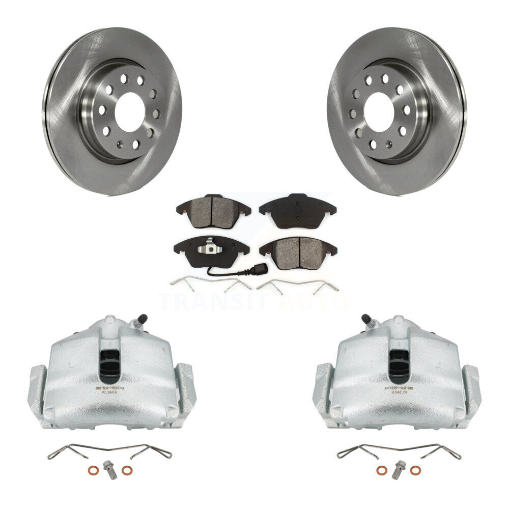 Transit Auto Front Disc Brake Caliper Rotors And Semi-Metallic Pads Kit KC8-100070S