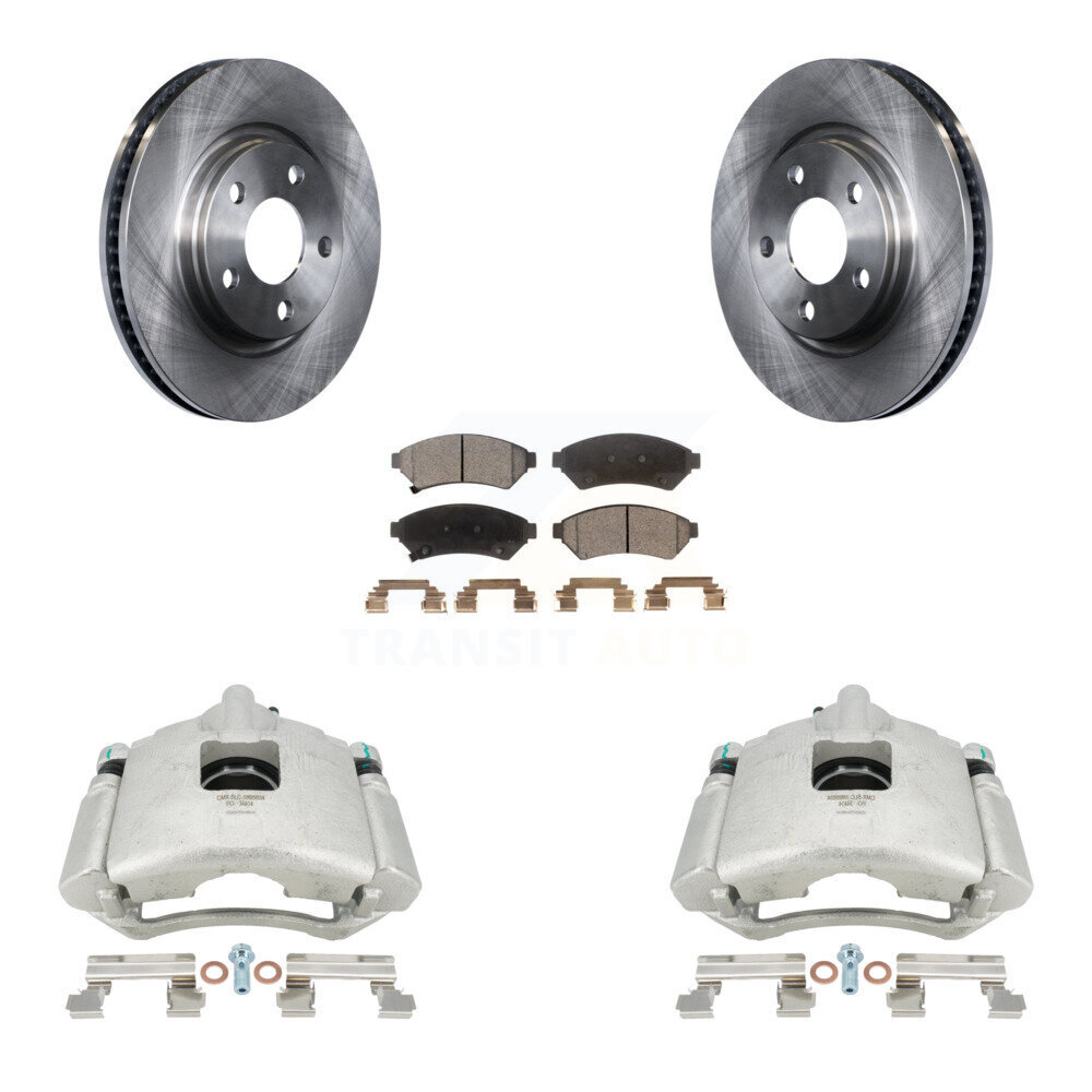 Transit Auto Front Disc Brake Caliper Rotors And Semi-Metallic Pads Kit KC8-100271P