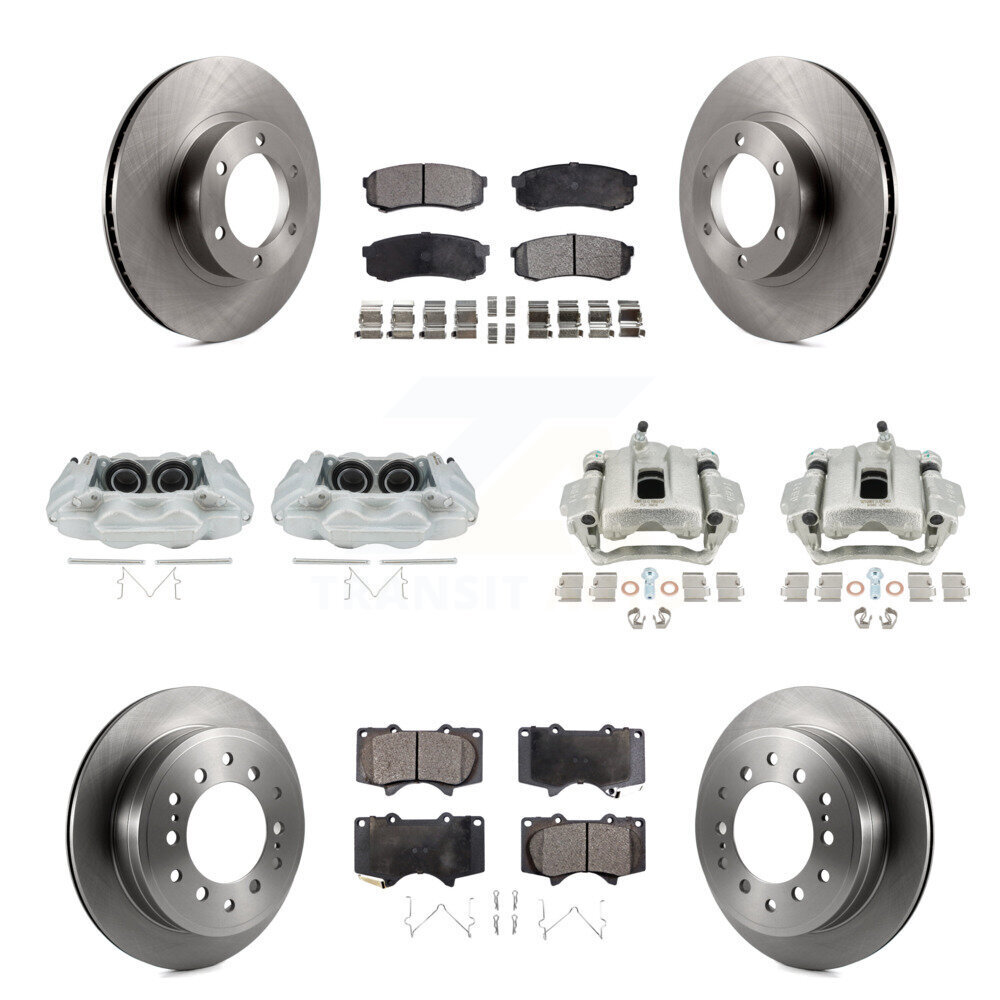 Transit Auto Front Rear Disc Brake Caliper Rotors And Ceramic Pads Kit (10Pc) KC8-100961T