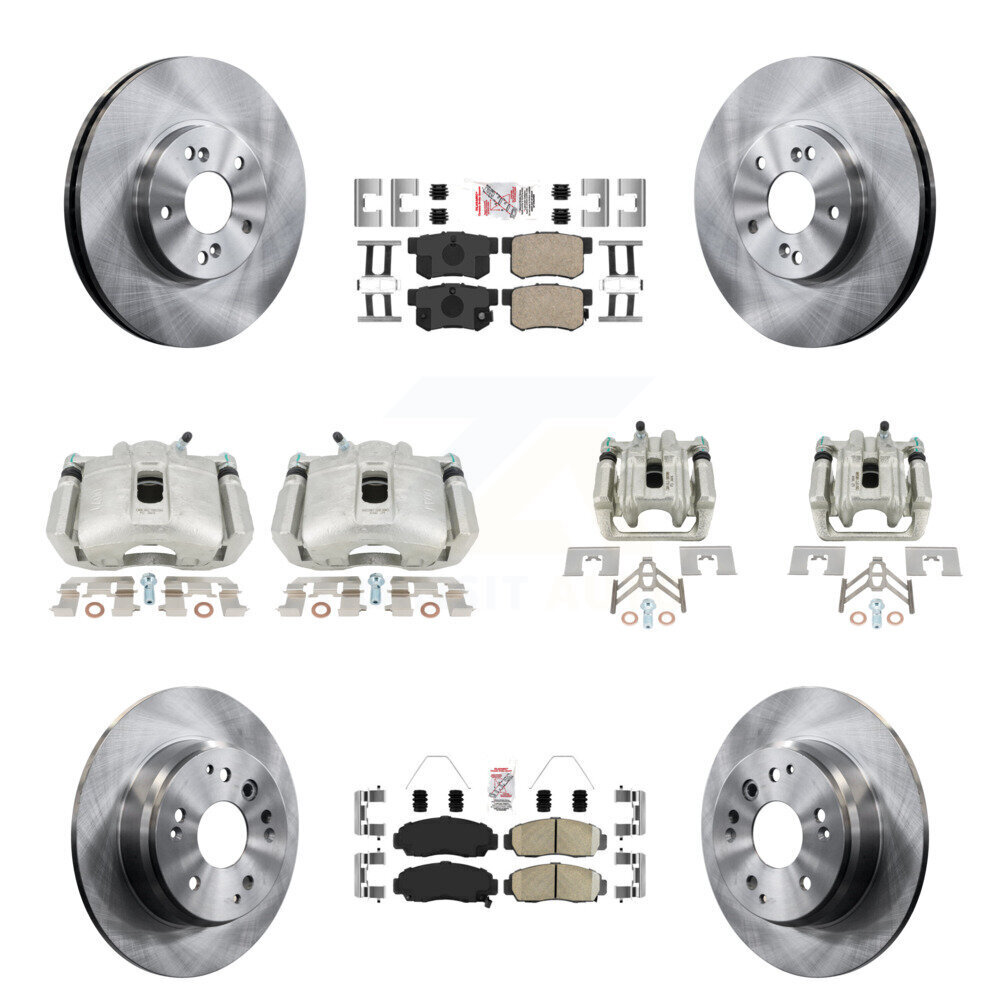 Transit Auto Front Rear Disc Brake Caliper Rotors And Ceramic Pads Kit (10Pc) KC8-102908N