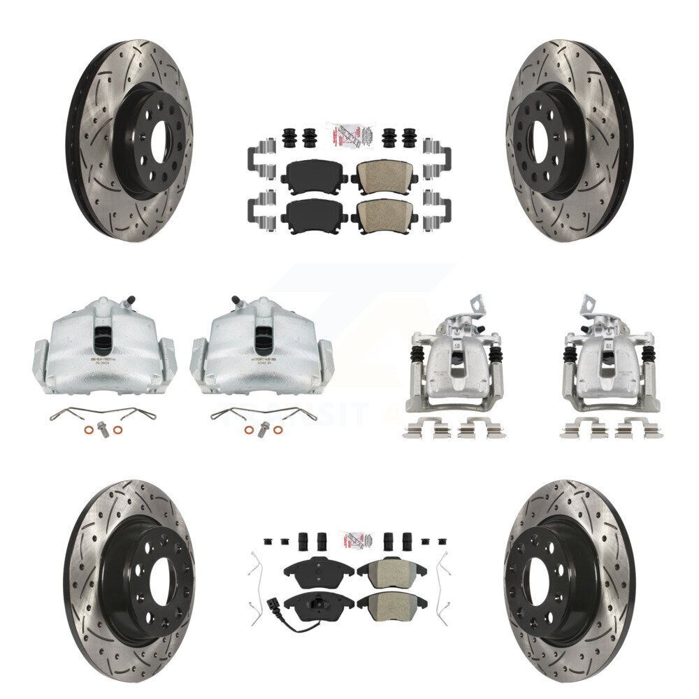 Front Rear Brake Caliper Drill Slot Rotors Ameribrakes Pad Kit For Volkswagen CC - Picture 10 of 12