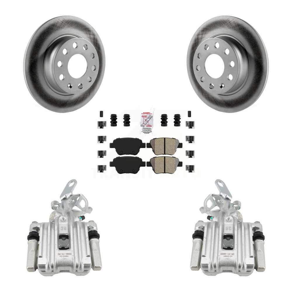 Rear Brake Caliper Coat Rotors Semi-Metallic Pad Kit For Volkswagen Jetta Beetle - Picture 9 of 11