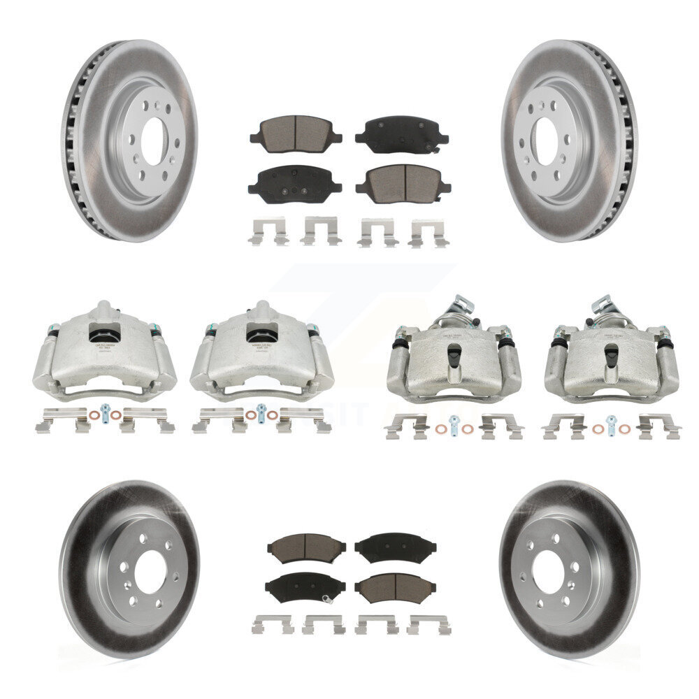 Transit Auto Front Rear Disc Brake Caliper Coated Rotors And Ceramic Pads Kit (10Pc) KCG-101002C