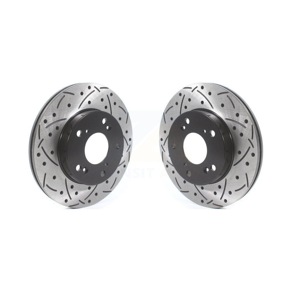 DS-One Front Coated Drilled Slotted Disc Brake Rotors Pair KD-100434