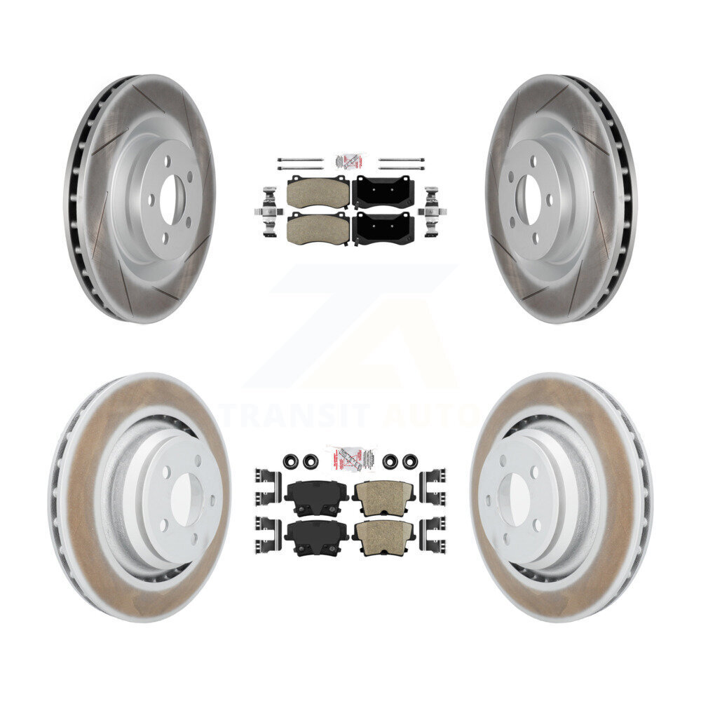 Transit Auto Front Semi-Metallic Rear Ceramic Pads And Coated Disc Brake Rotors Kit KGA-102365