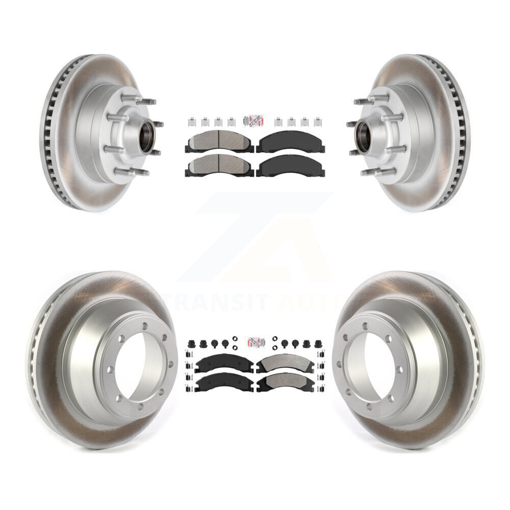 Transit Auto Front Rear Semi-Metallic Pads And Coated Disc Brake Rotors Hub Assembly Kit KGA-105531