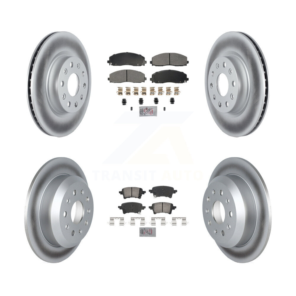 Transit Auto Front Semi-Metallic Rear Ceramic Pads And Coated Disc Brake Rotors Kit KGA-105791