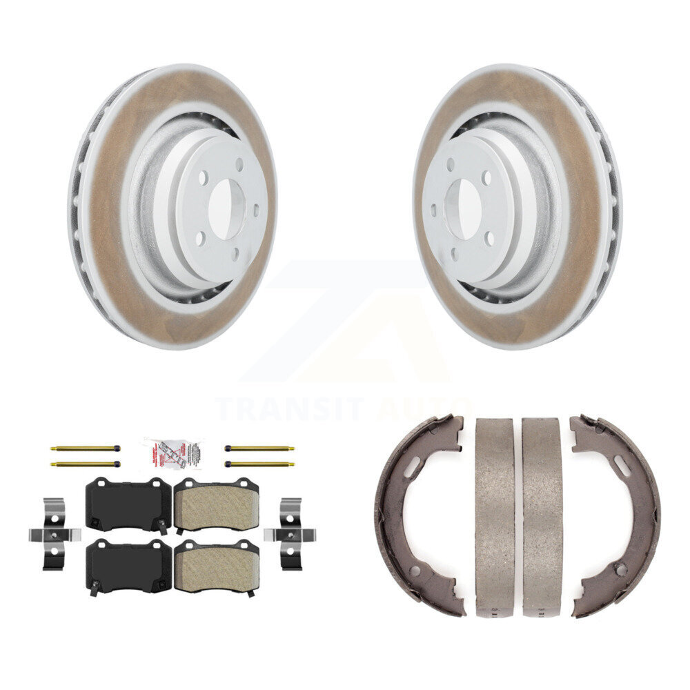 Transit Auto Rear Disc Coated Rotors Semi-Metallic Pads And Parking Brake Shoes Kit KGA-106604