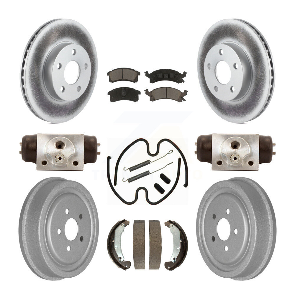 Transit Auto Front Rear Coated Disc Brake Rotors Ceramic Pads And Drum Kit (9Pc) KGC-102222