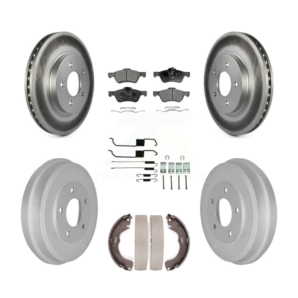 Transit Auto Front Rear Coated Disc Brake Rotors Semi-Metallic Pads And Drum Kit (7Pc) KGF-101600