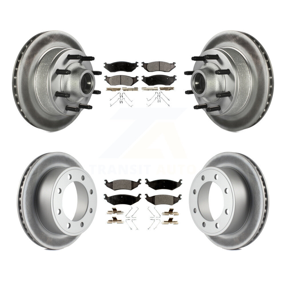 Transit Auto Front Rear Coated Disc Brake Rotors And Ceramic Pads Kit KGT-102336
