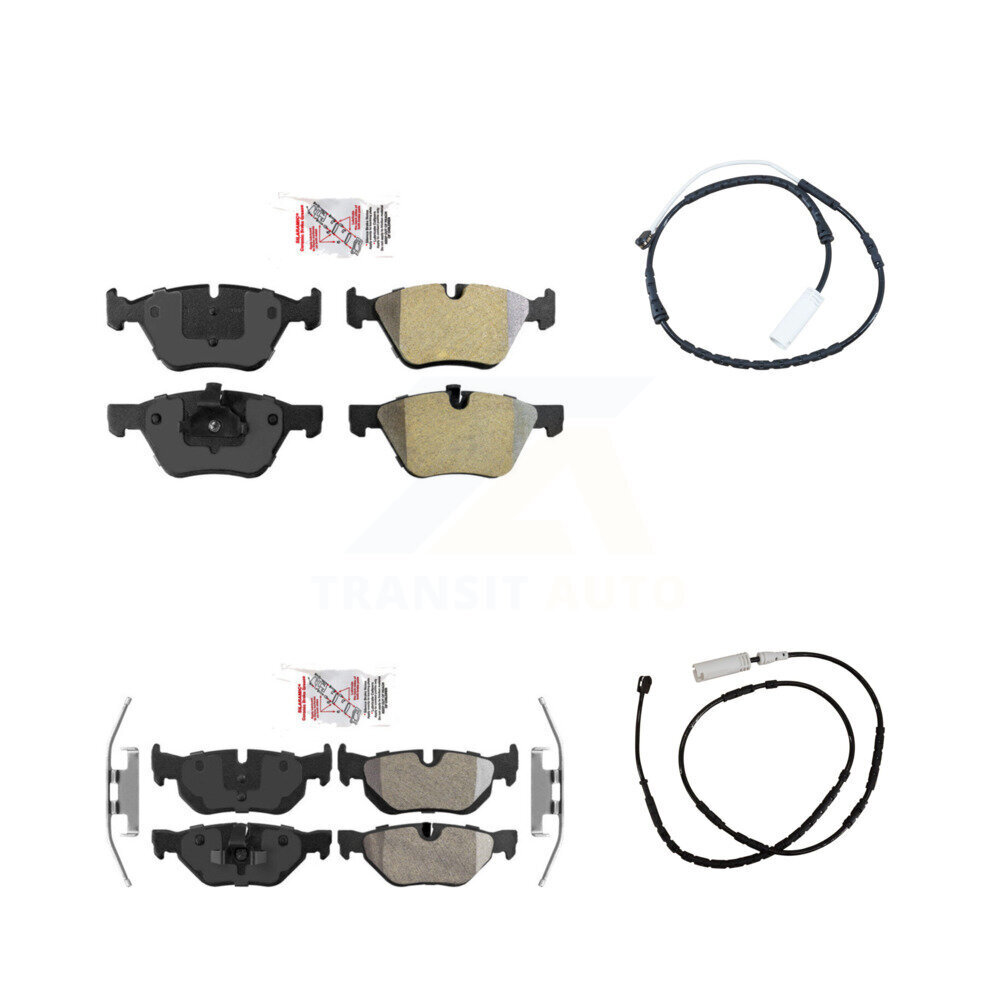 AmeriBRAKES Front Rear Ceramic Disc Brake Pads And Wear Sensors Kit KNW-100055