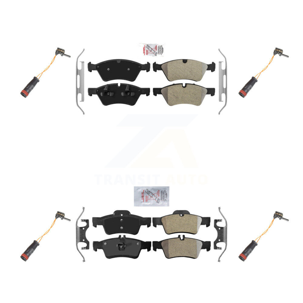 AmeriBRAKES Front Rear Ceramic Disc Brake Pads And Wear Sensors Kit KNW-100339