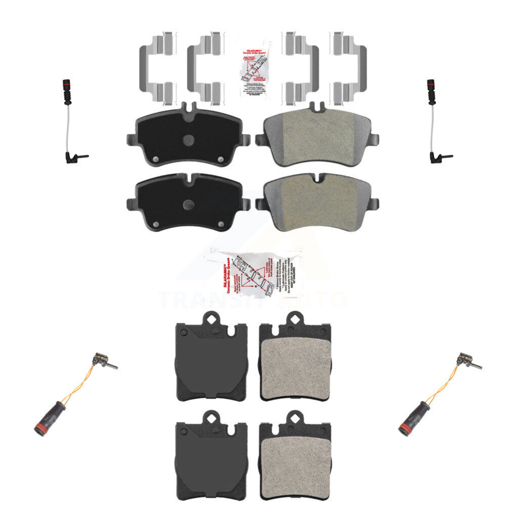 AmeriBRAKES Front Rear Ceramic Disc Brake Pads And Wear Sensors Kit KNW-100345