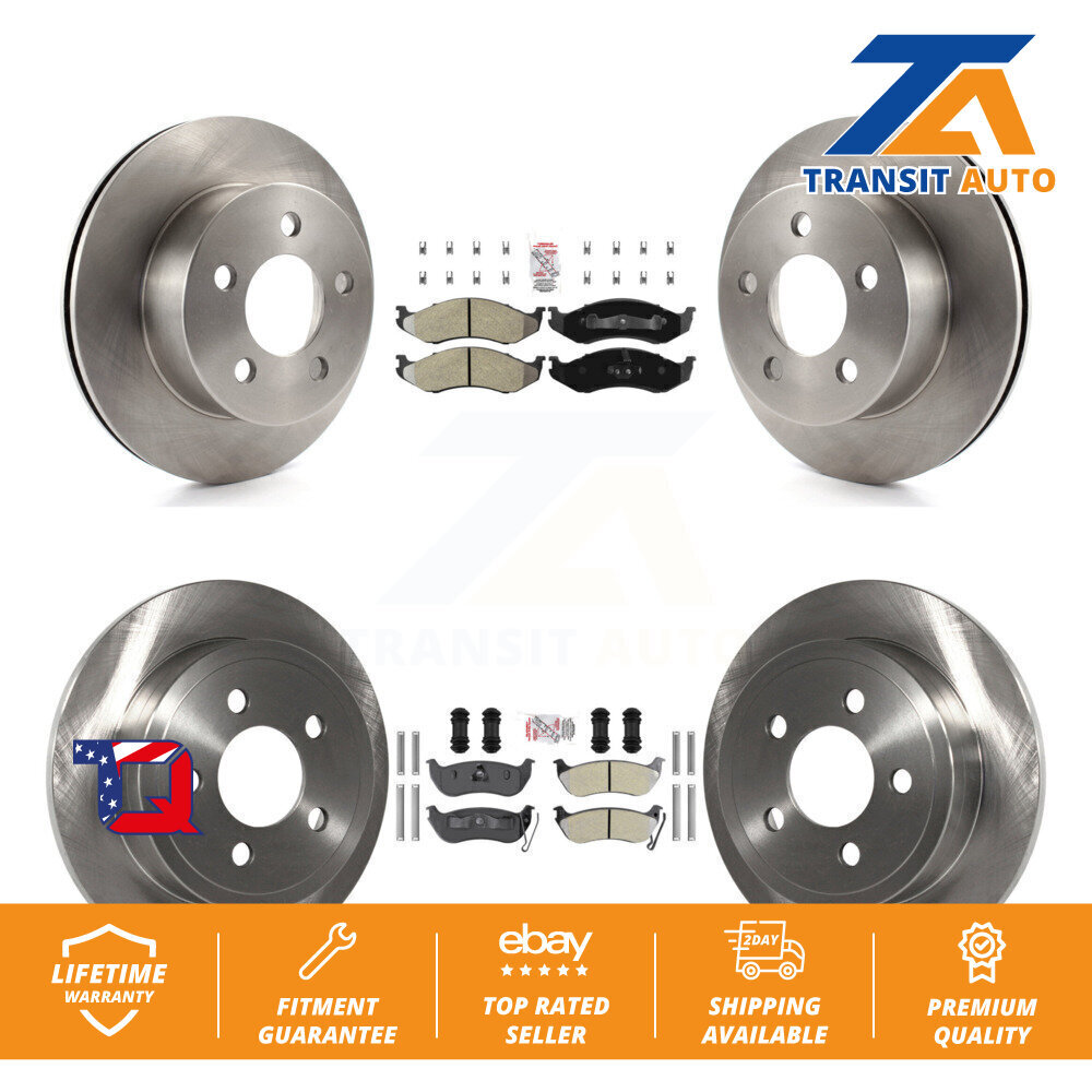 Front Rear SemiMetallic Pad Brake Rotors Kit For Jeep Wrangler Disc