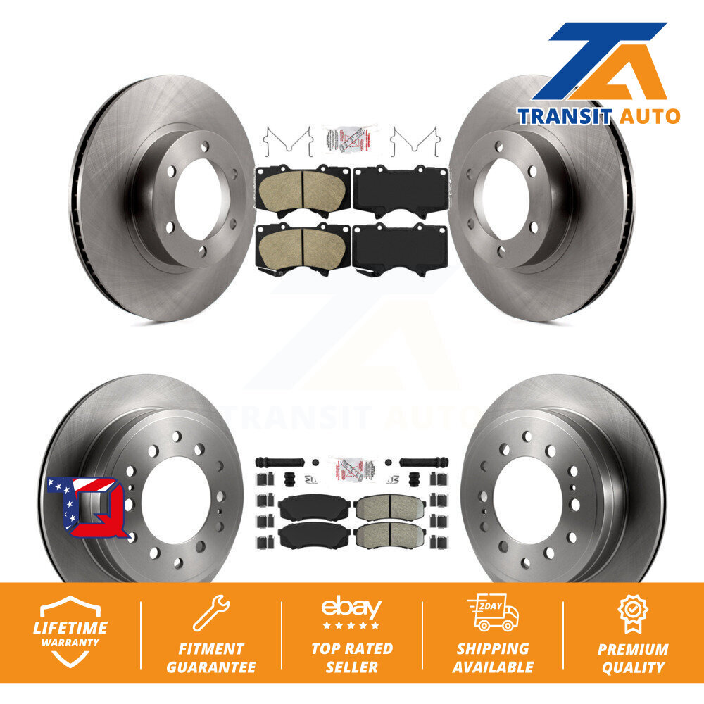 Front Ceramic Rear Semi-Metallic Pad & Brake Rotors Kit For Toyota ...