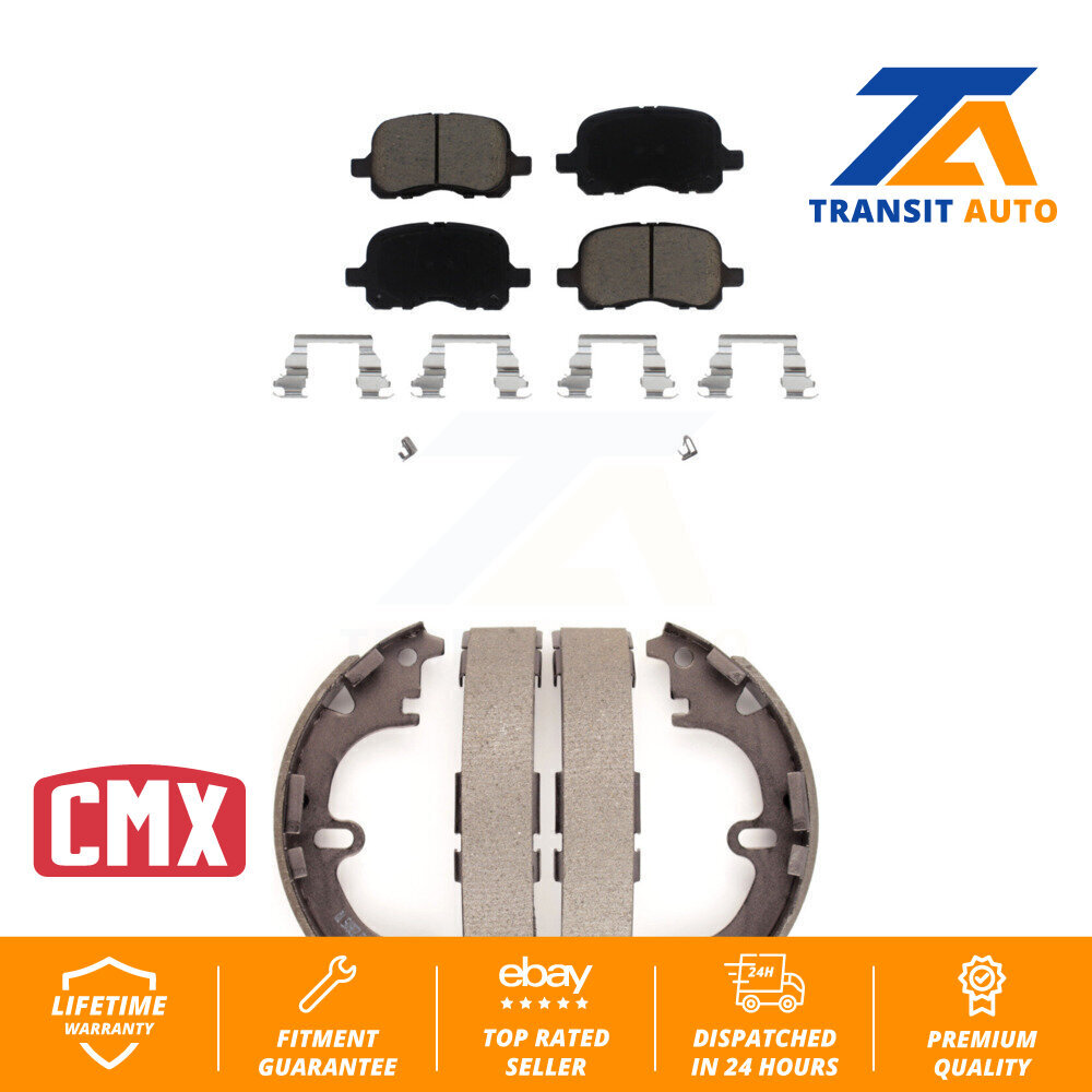 Front Rear Ceramic Brake Pads & Drum Shoe Kit For Toyota Corolla