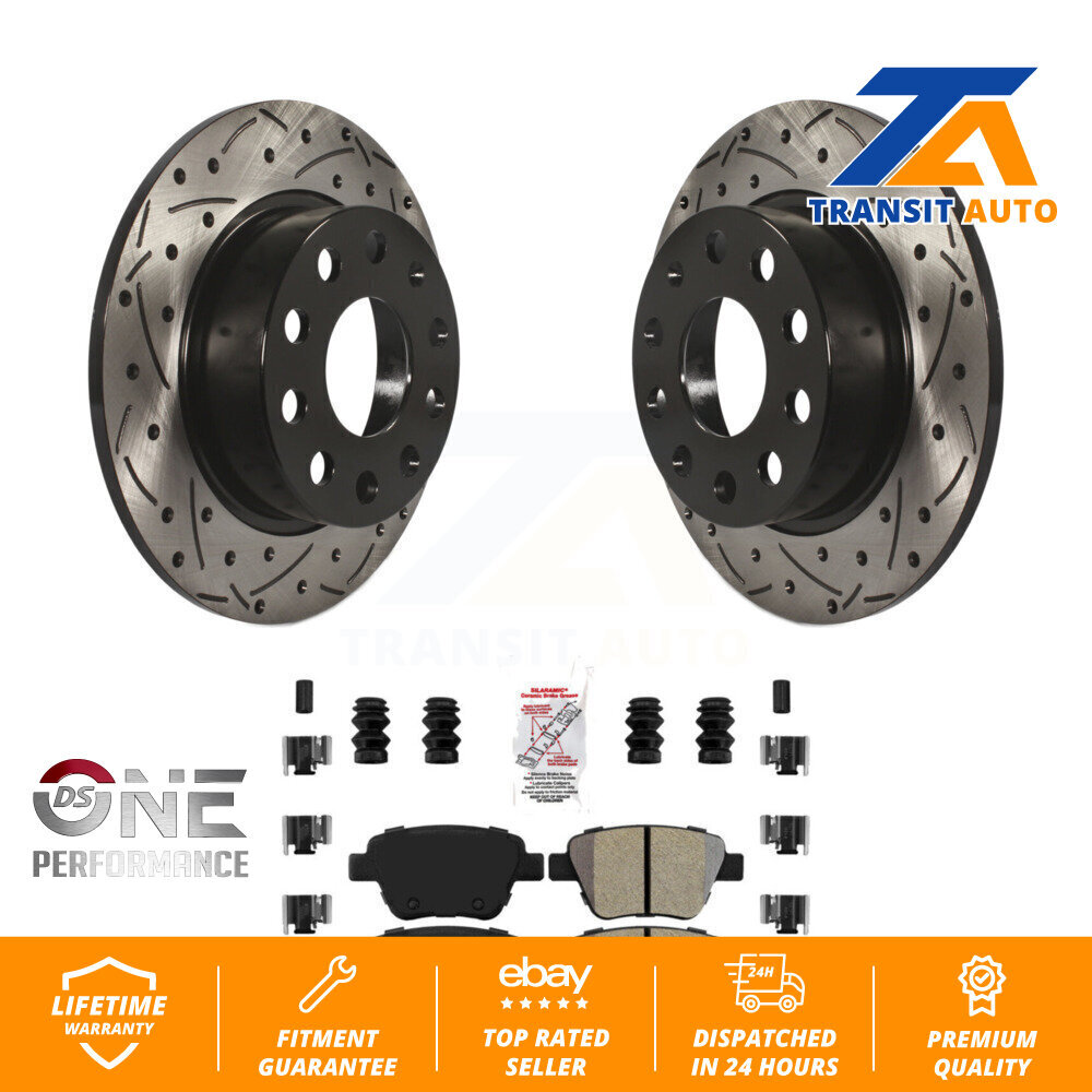 Rear Drill Slot Brake Rotors Integrally Molded Pad Kit For Volkswagen Beetle GTI