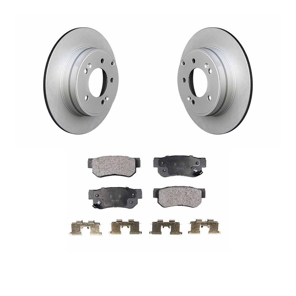 Rear Coated Disc Rotors & Ceramic Brake Pads Fits Hyundai Sonata Car