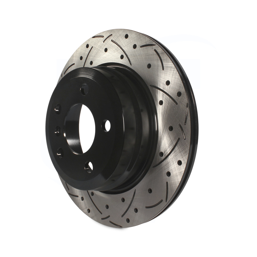 Front Rear Coated Drilled Slotted Disc Brake Rotor & SemiMetallic Pad