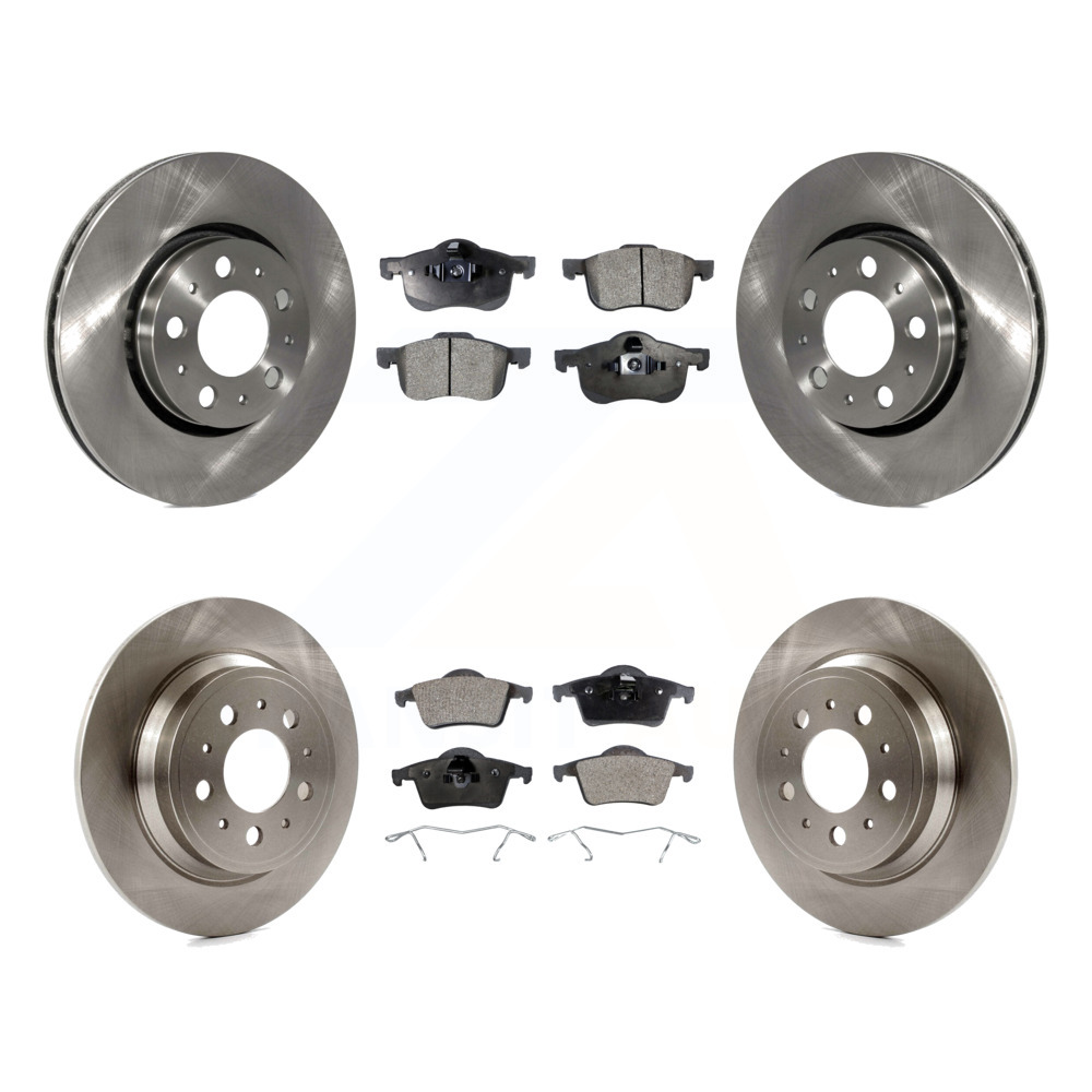 Front Rear Coated Disc Rotors /& Semi-Metallic Brake Pads Fits Volvo XC60