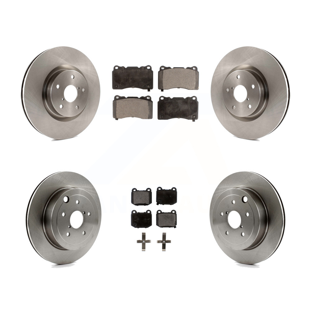 Front Rear Disc Brake Rotor And SemiMetallic Pad Kit For Subaru