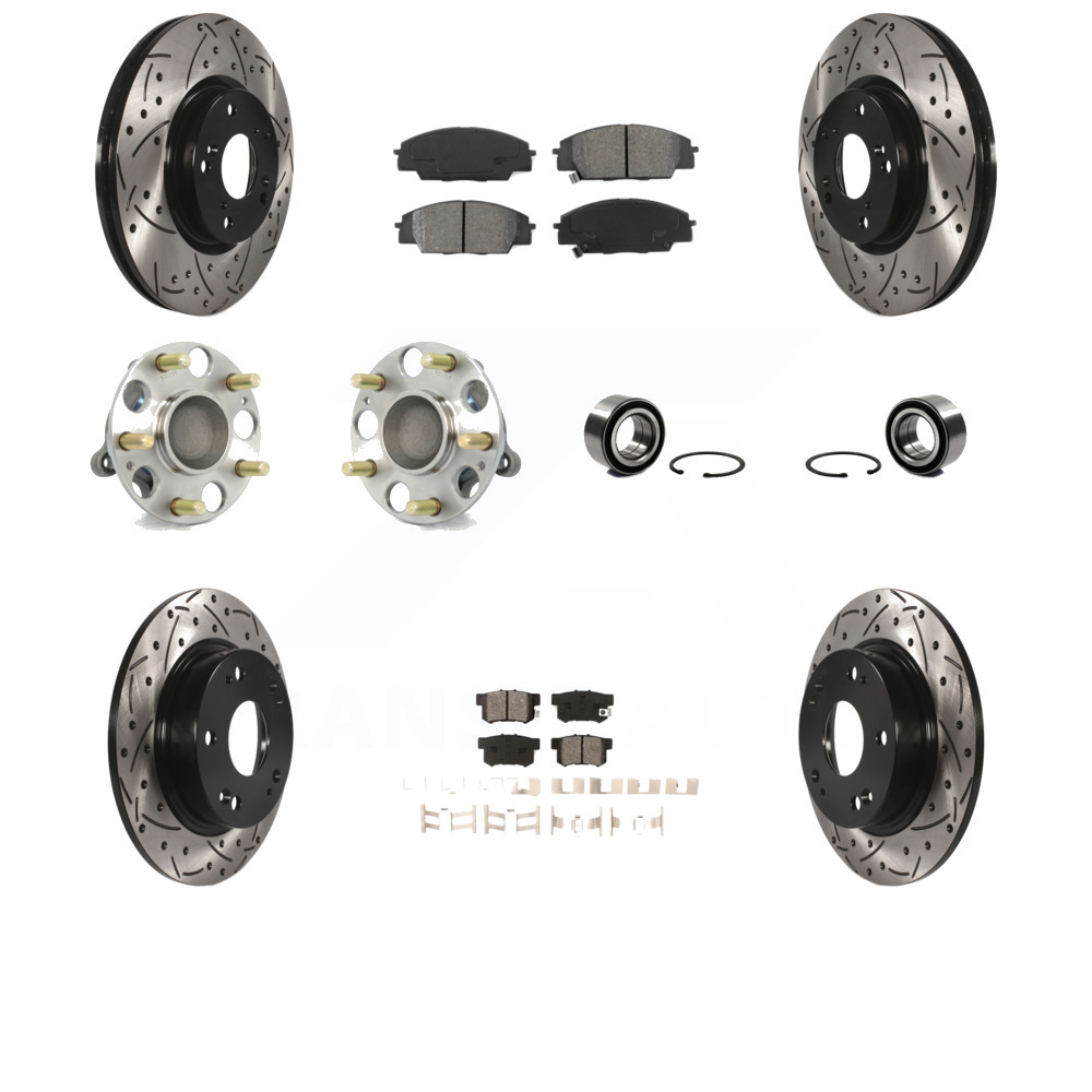 Front Rear Disc Brake Rotors And Semi-Metallic Pads Kit For Honda Civic Acura ILX