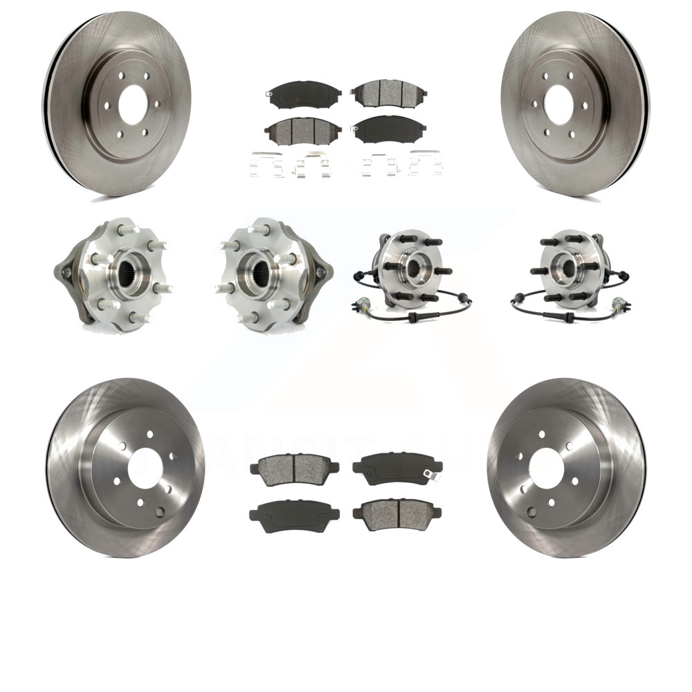 Front Rear Hub Bearing Disc Brake Rotor And Pads For 2008-2012 Nissan ...