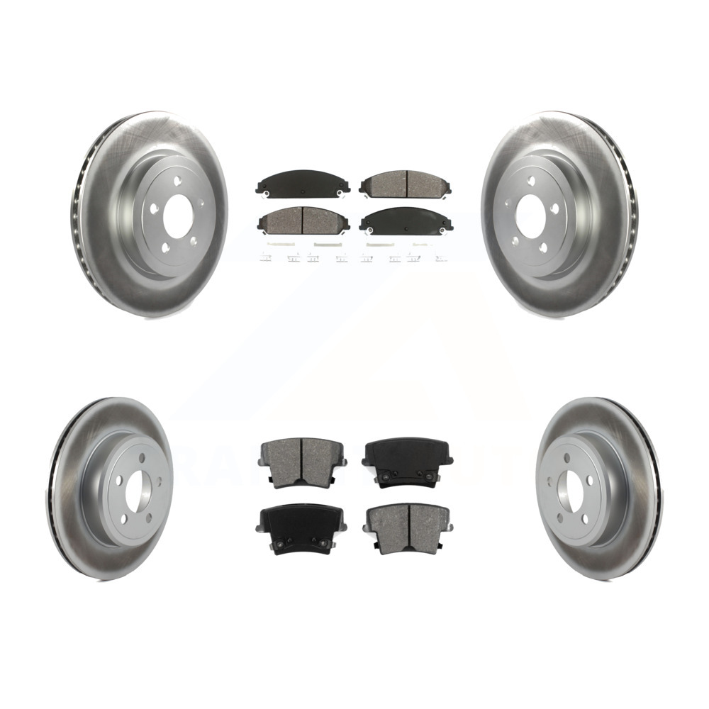 Front Rear Coated Brake Rotor & SemiMetallic Pad For Dodge Charger