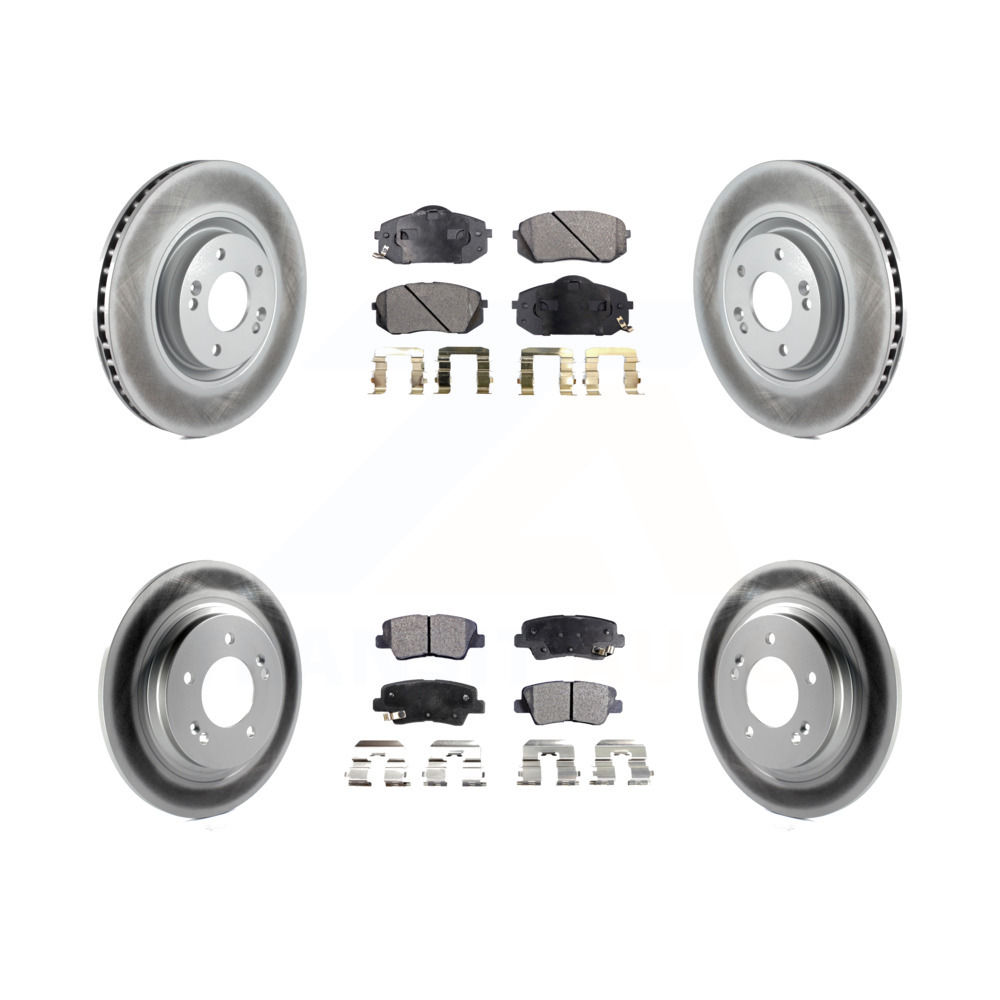 Front Rear Coated Disc Brake Rotors And Ceramic Pads Kit For 2015